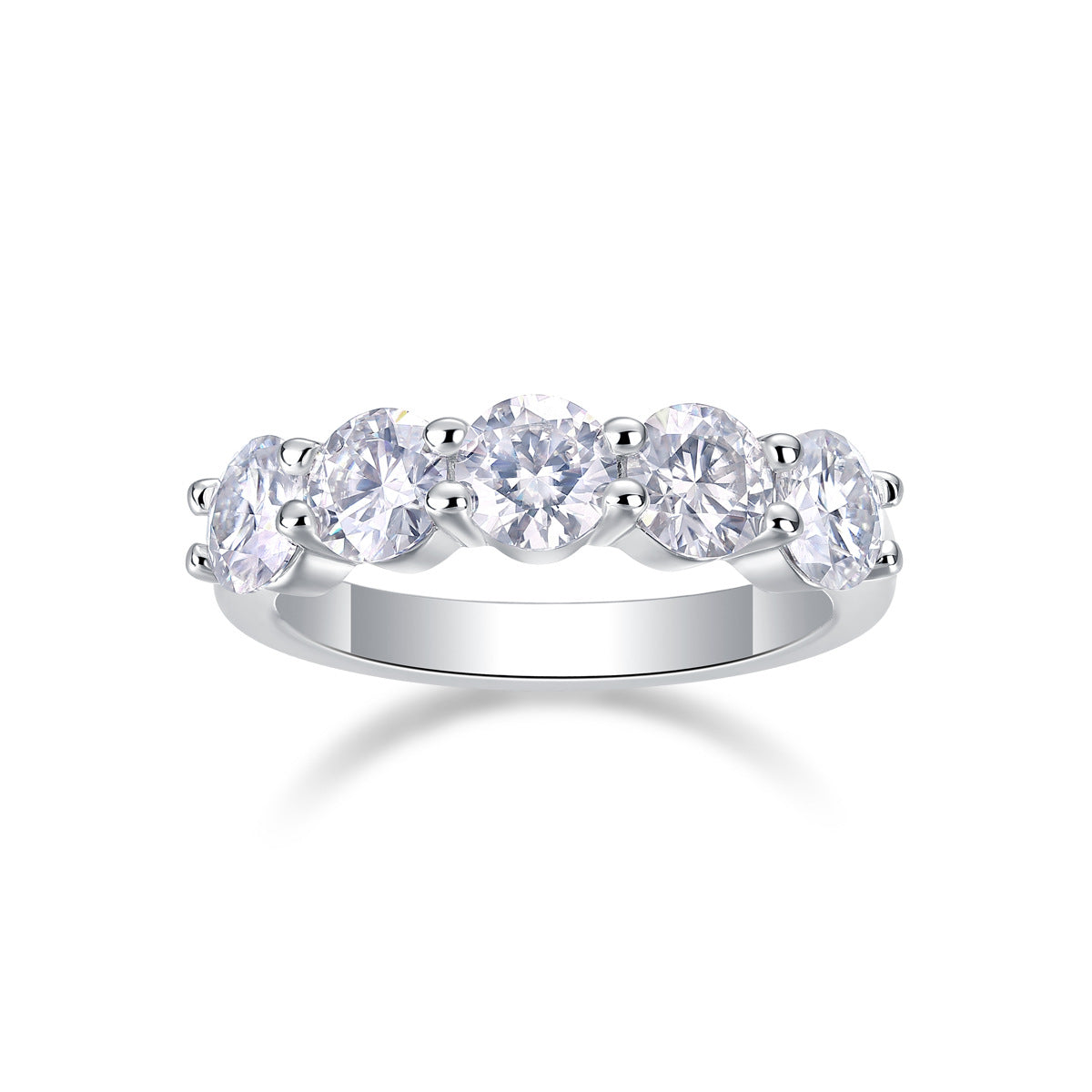 2.5 Carat Moissanite Single Row Inlaid Diamond 50 Points*5 Ring For Women