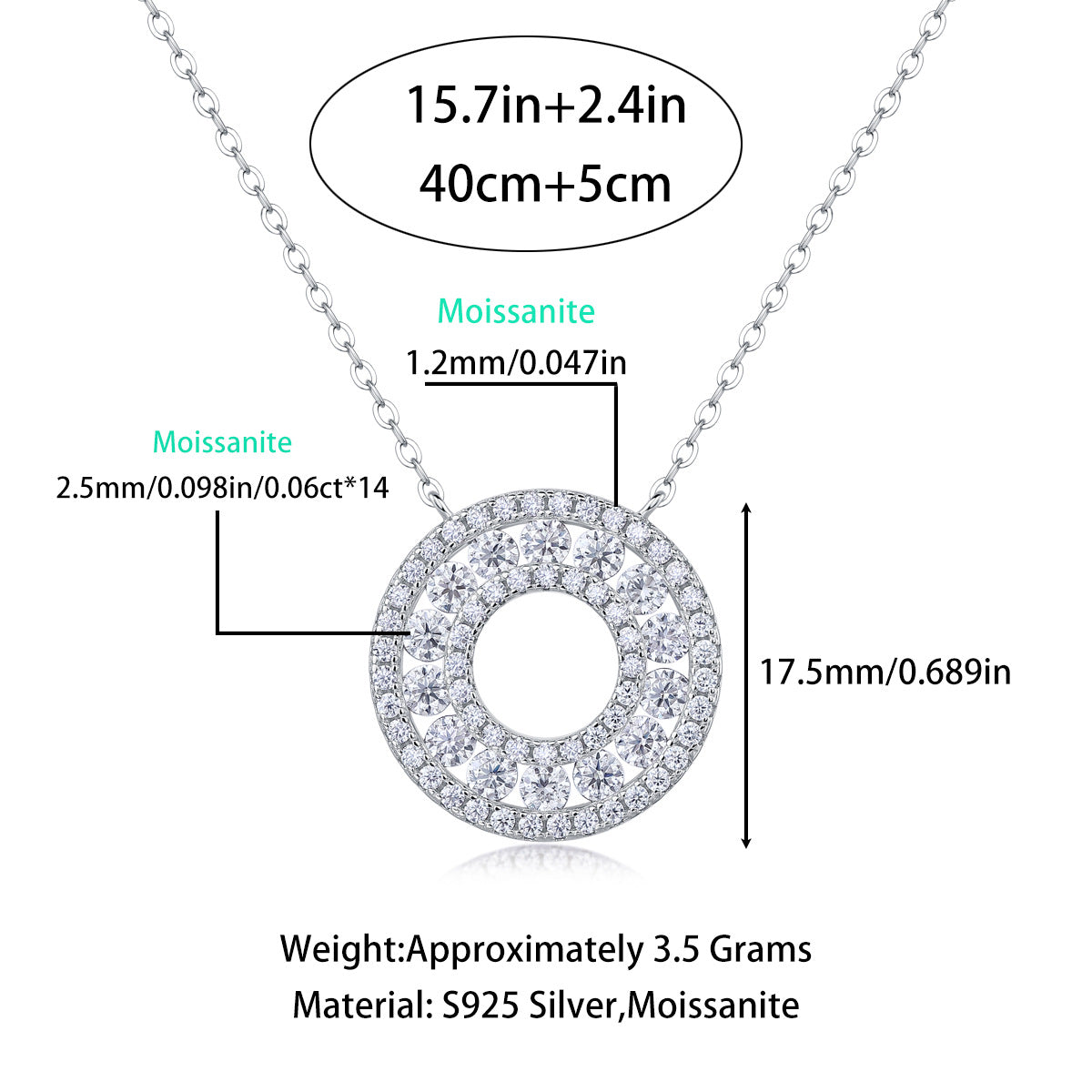 Encounter 1 Carat Moissanite Round Pendant Clavicle Necklace