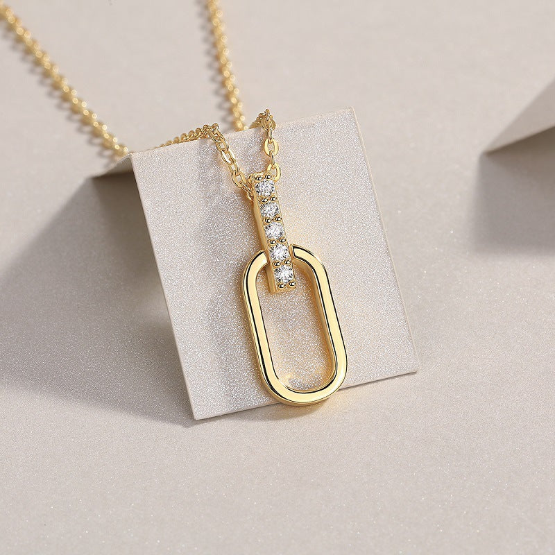Light and Shadow Geometry Single Row Moissanite Pendant Necklace