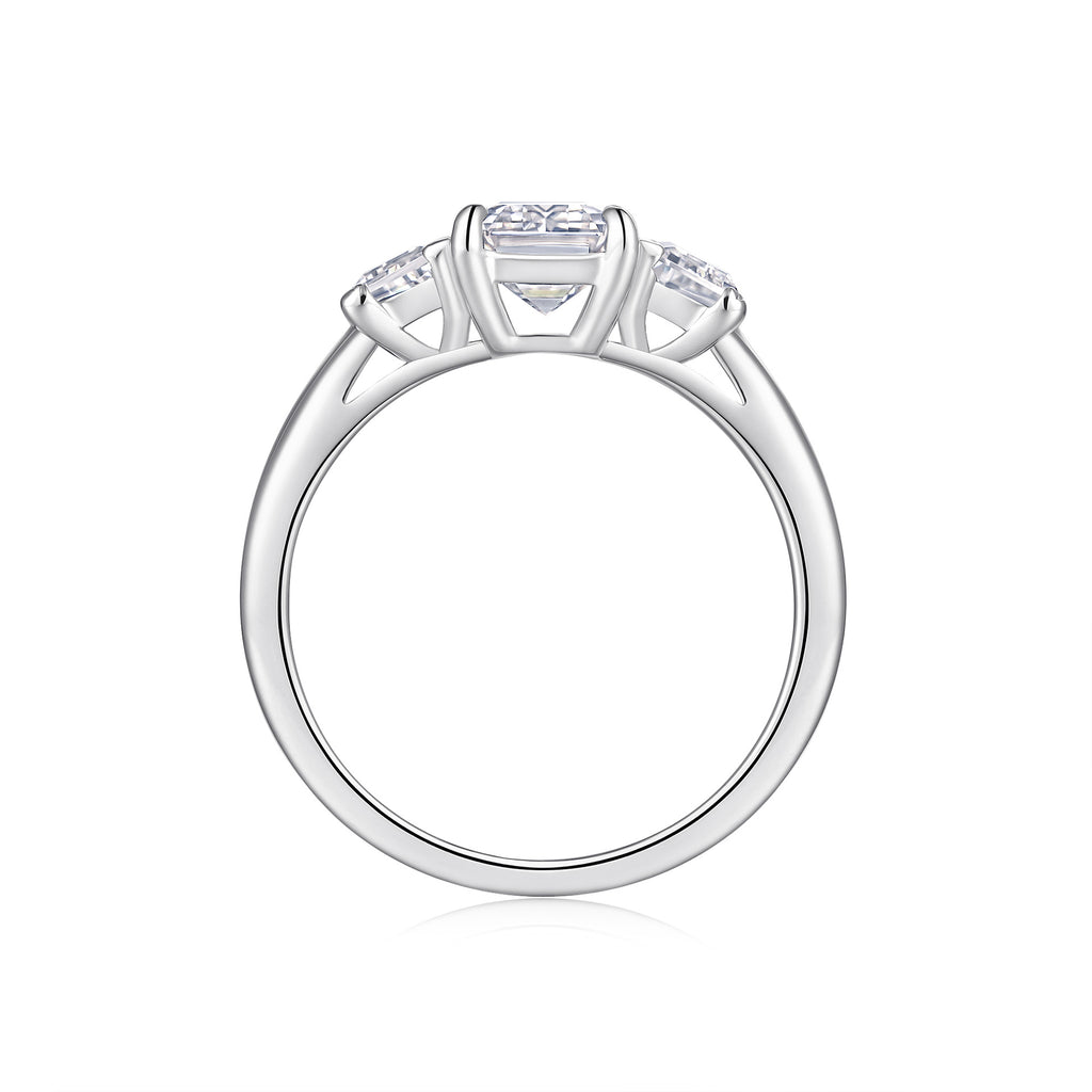 Emerald Cut 6*8mm Moissanite Men's and Women's Ring S925 Silver Plated with 18K White Gold