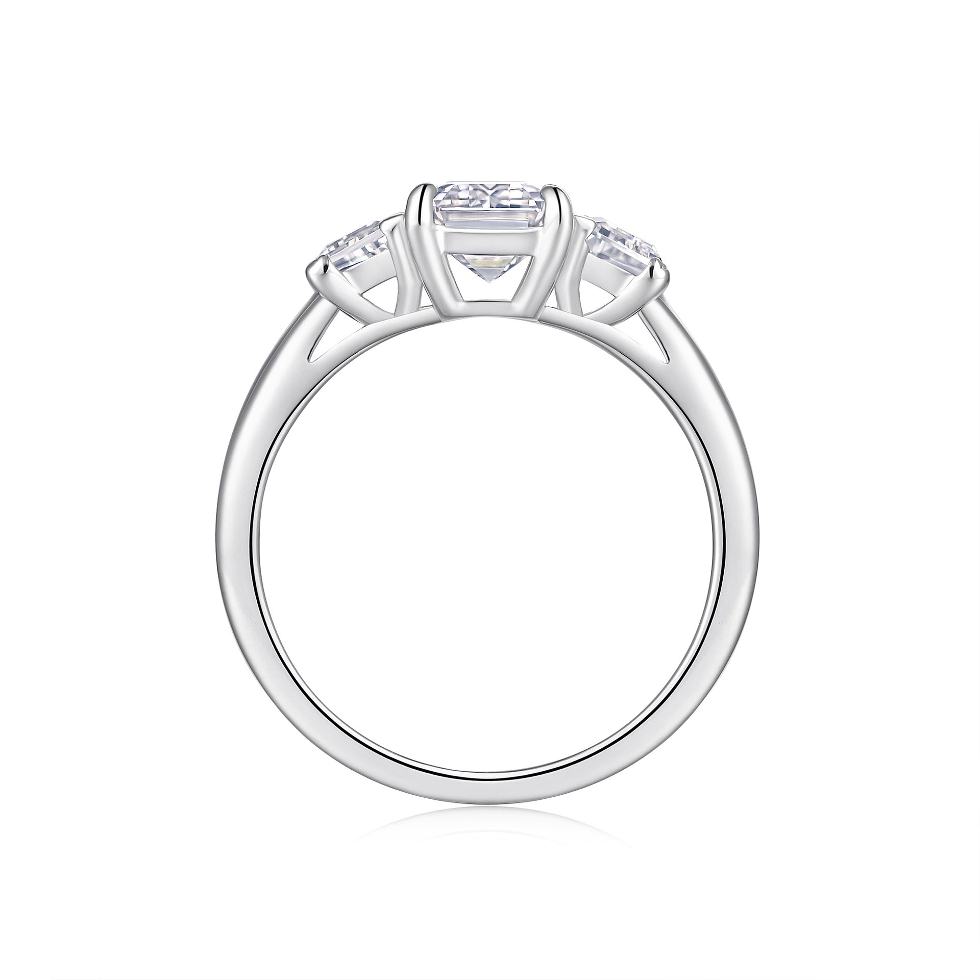 Emerald Cut 6*8mm Moissanite Men's and Women's Ring S925 Silver Plated with 18K White Gold