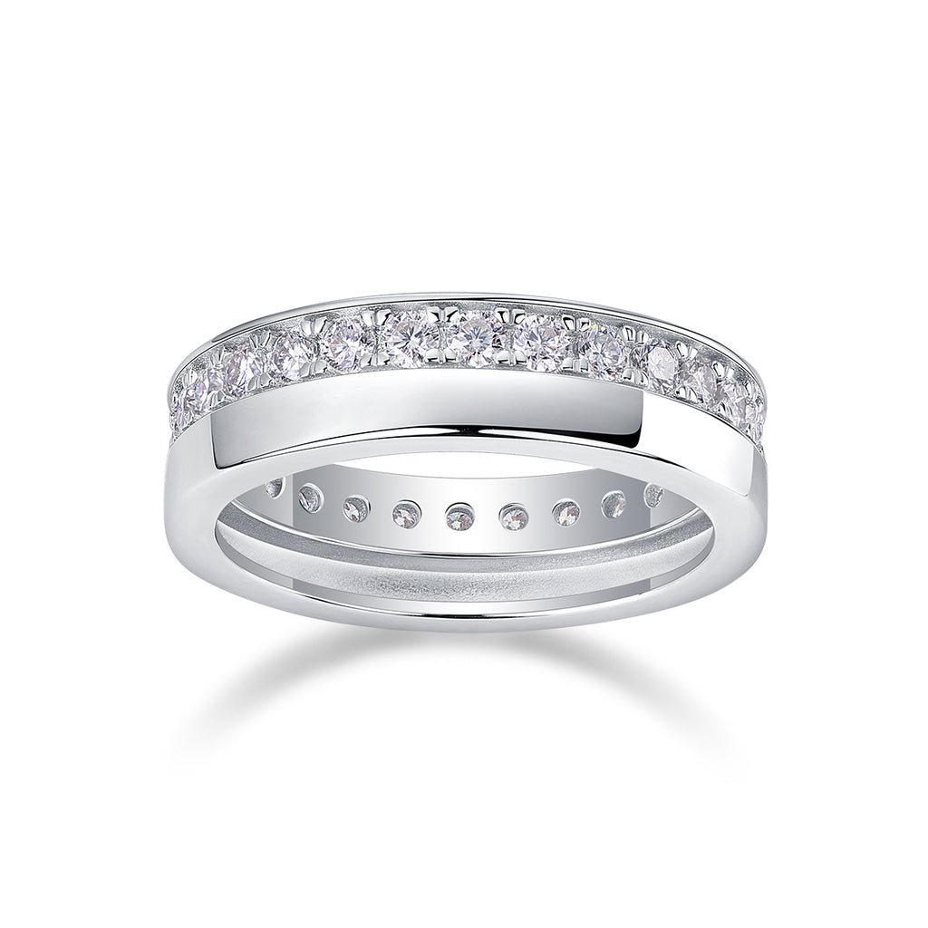 Moissanite Diamond Ring for Men and Women S925 Silver Plated with 18K White Gold