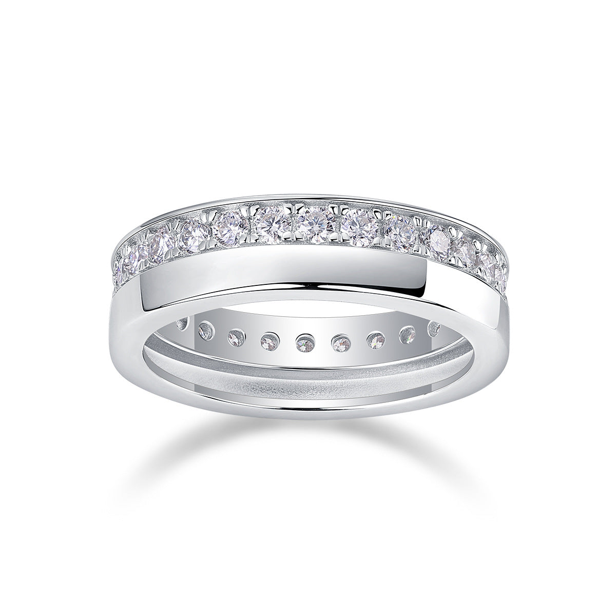 Moissanite Diamond Ring for Men and Women S925 Silver Plated with 18K White Gold