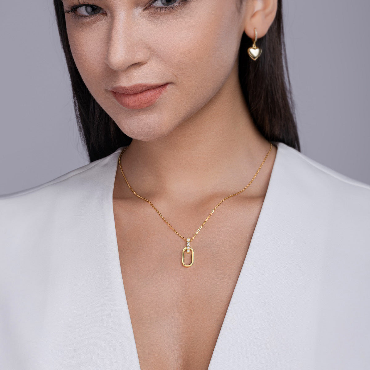 Light and Shadow Geometry Single Row Moissanite Pendant Necklace