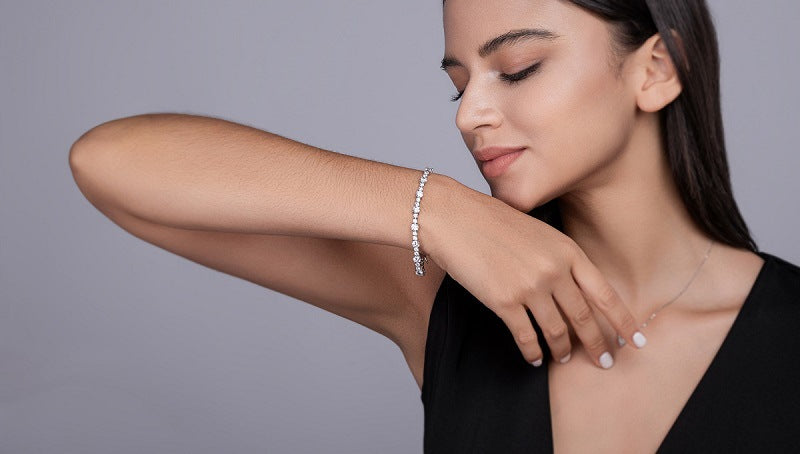 Moissanite Tennis Bracelet for Men and Women S925 Sterling Silver Plated with 18K Gold