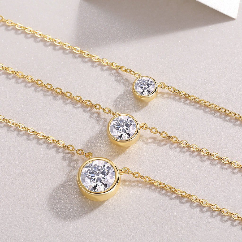 3.5CT Moissanite Three-Layer Stacked Necklace S925 Silver Plated with 18K Gold