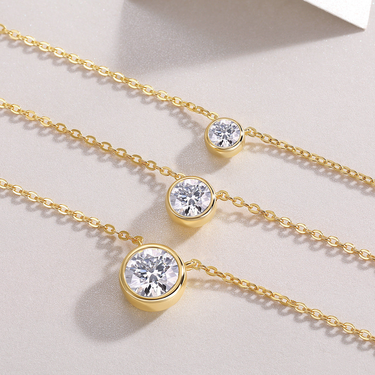 3.5CT Moissanite Three-Layer Stacked Necklace S925 Silver Plated with 18K Gold
