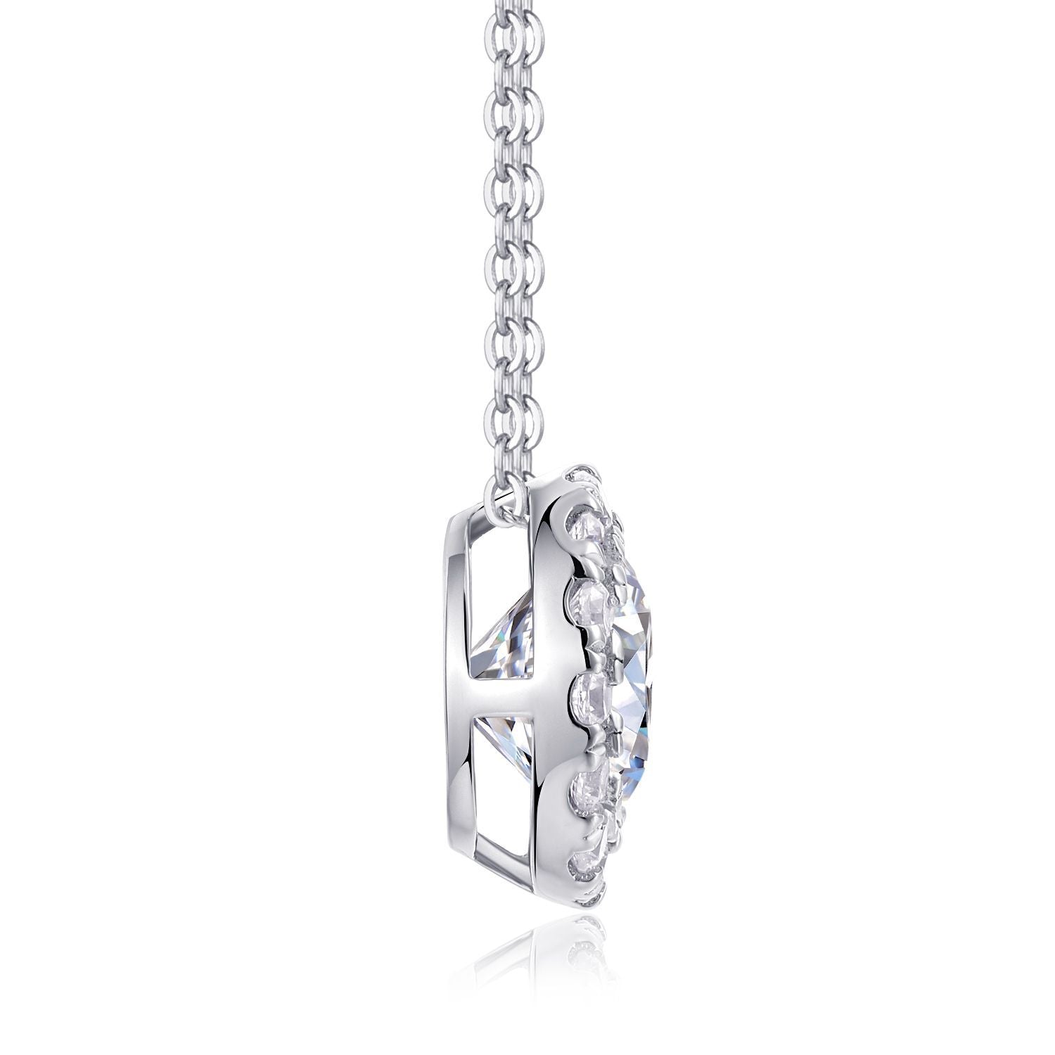 2 Carat Moissanite Necklace for Women S925 Silver Plated with 18K White Gold