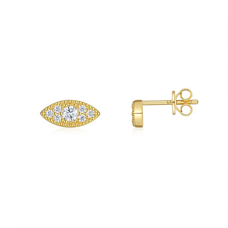Gold S925 Silver Inlaid Moissanite Stud Earrings for Women
