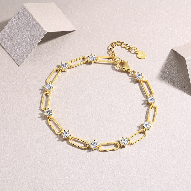 4 Carat Moissanite Geometric Clasp Bracelet For Women