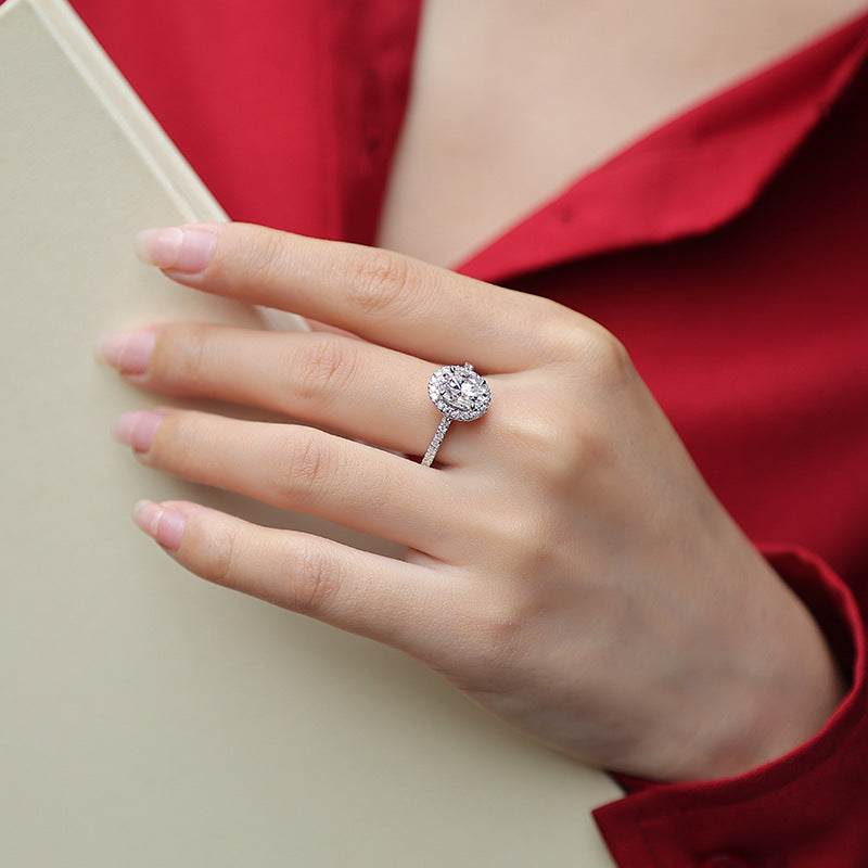 Egg-shaped 7*9 Moissanite Diamond Ring for Women