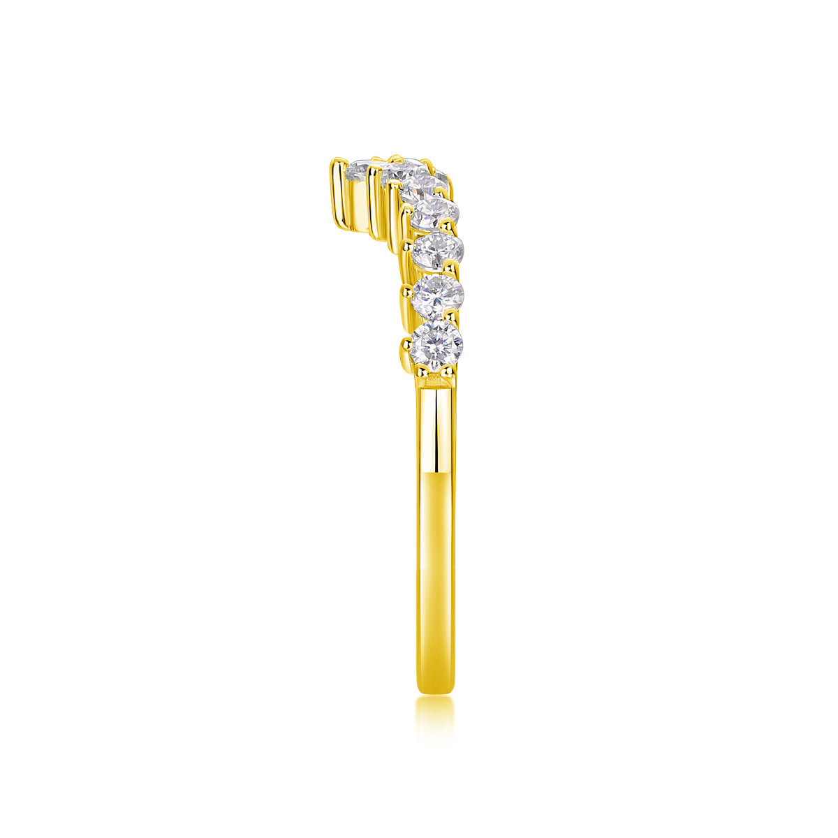 2.6CT Moissanite V-shaped Single Row Diamond Ring for Women
