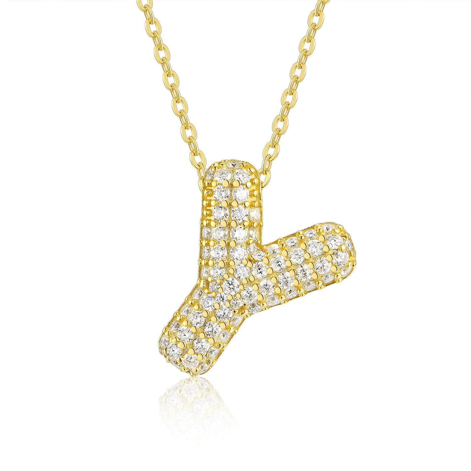 Moissanite 26 Alphabet Pendant Necklace for Men and Women 925 Sterling Silver Plated with 18K Gold