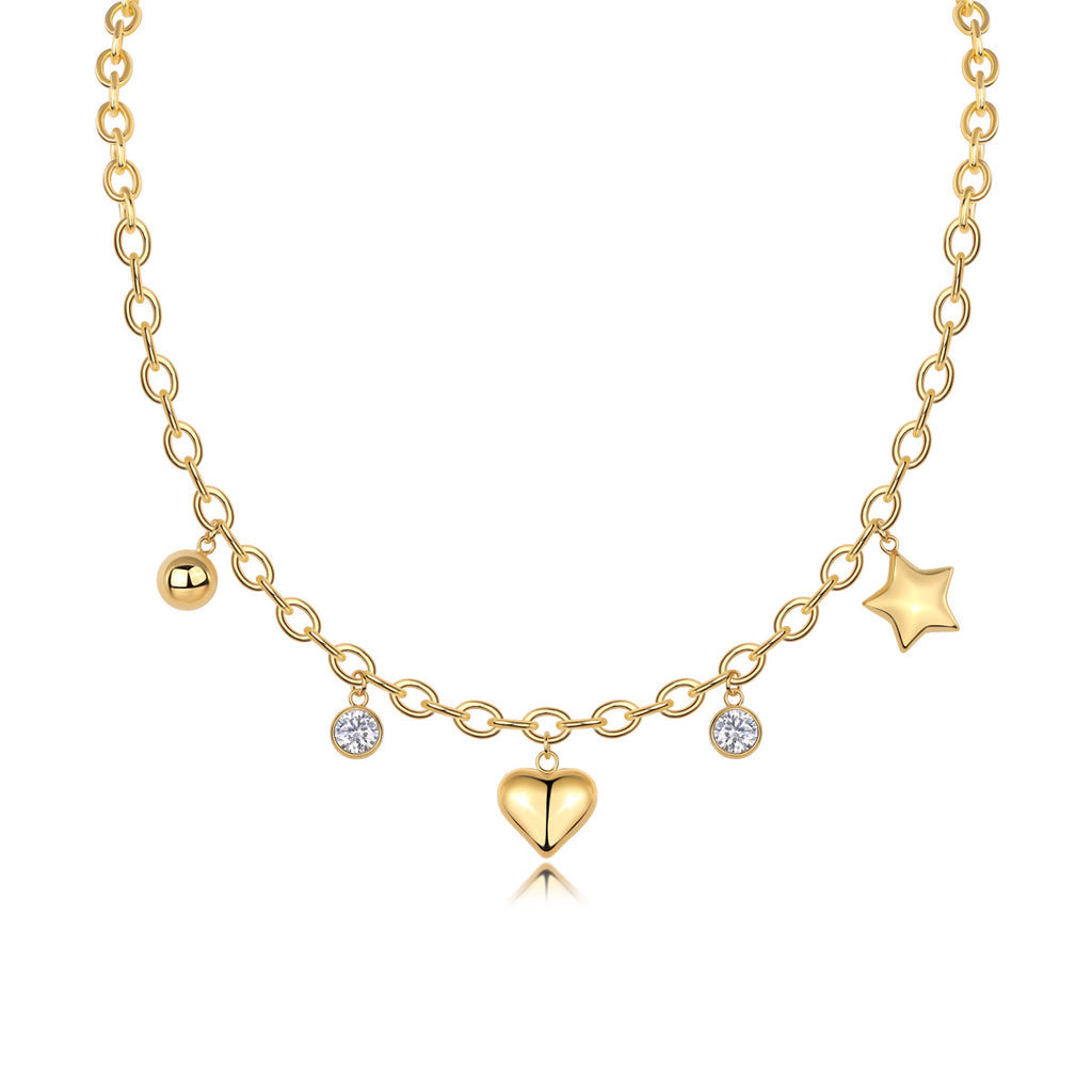 Star Moon Moissanite Necklace 26.46g S925 Sterling Silver Gold Plated Necklace For Women