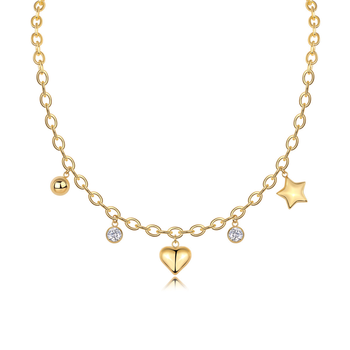 Star Moon Moissanite Necklace 26.46g S925 Sterling Silver Gold Plated Necklace For Women