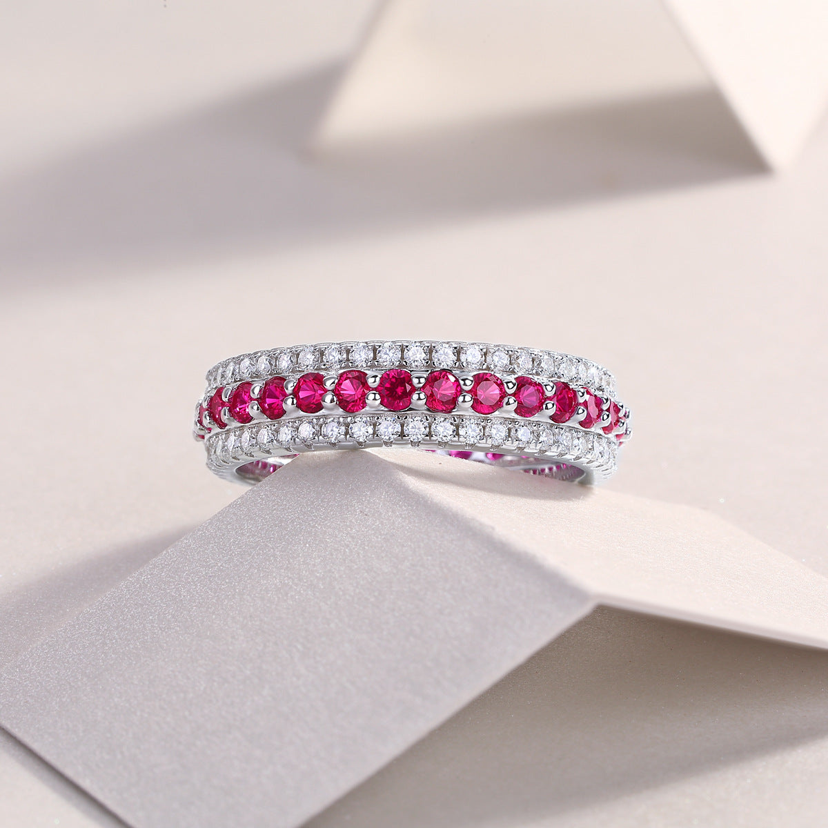 Colorful Cultivated Gemstone Moissanite Ring for Women