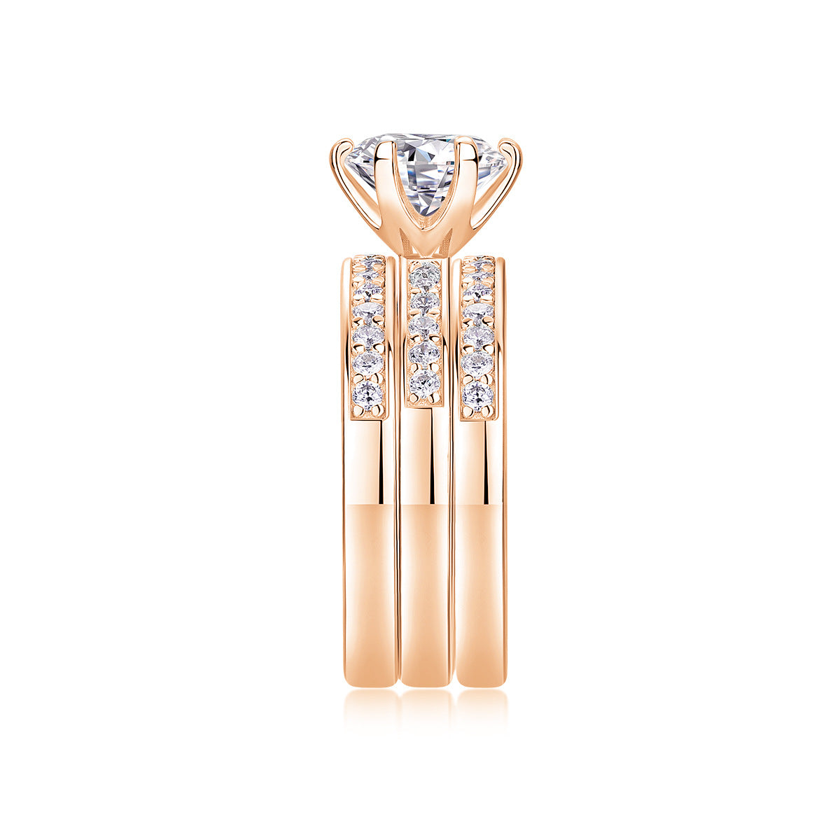 2 Carat Moissanite Three-Piece Stackable Artistic Multiple Matching Rings