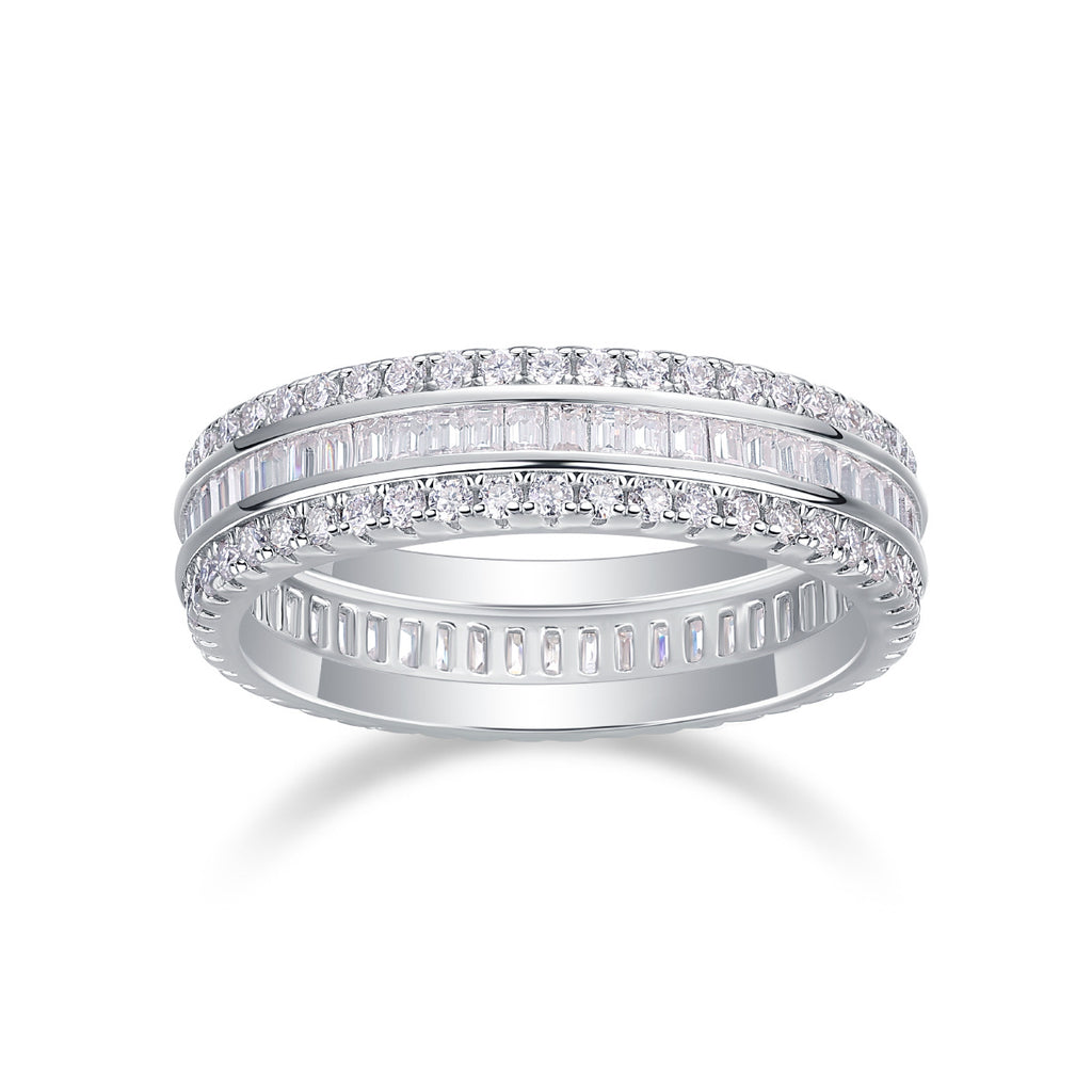 New Men's and Women's Moissanite Ring S925 Plated with 18K White Gold