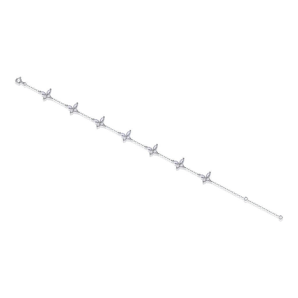 Moissanite S925 Silver Plated 18K Gold Four-Leaf Flower Bracelet