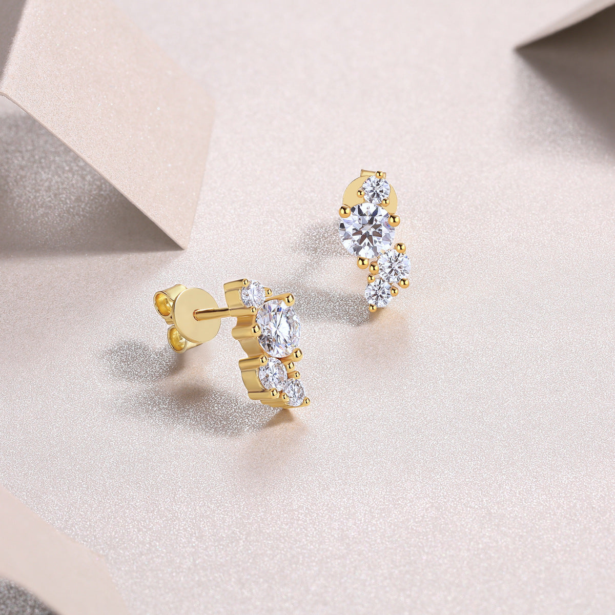 Moissanite Fancy Stud Earrings for Women S925 18K Gold Plated