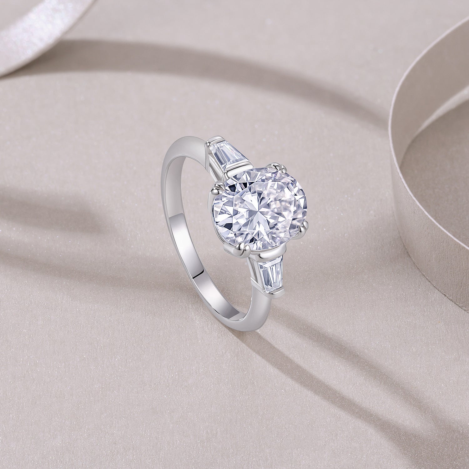 8*10 Egg-Shaped Moissanite Diamond Ring for Women
