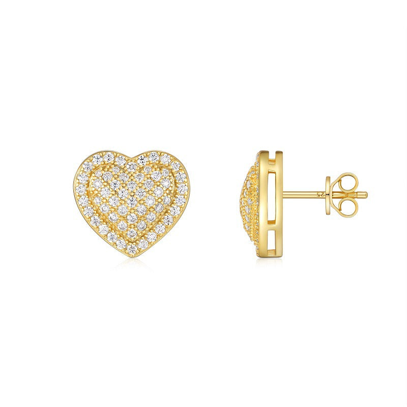 Heart-Shaped Moissanite Diamond Stud Earrings For Women
