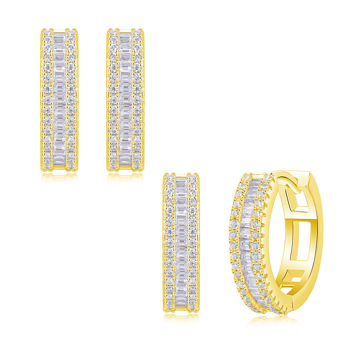 Moissanite Hoop Earrings for Women S925 18K Gold Plated
