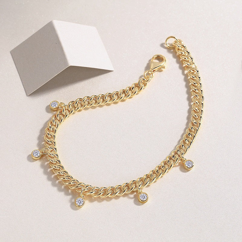 Moissanite S925 Sterling Silver Gold-Plated Tennis Bracelet
