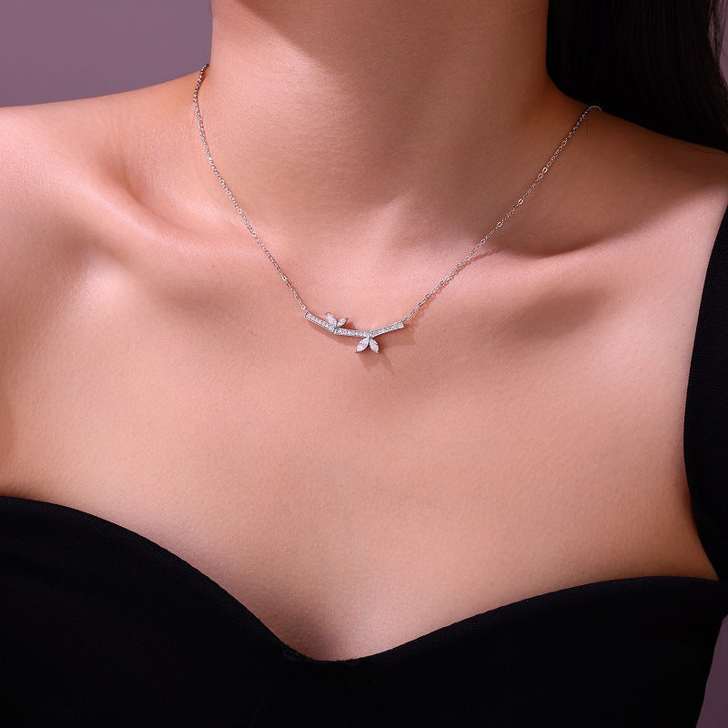 1.2 Carat Moissanite Butterfly Necklace S925 Silver Plated 18K White Gold