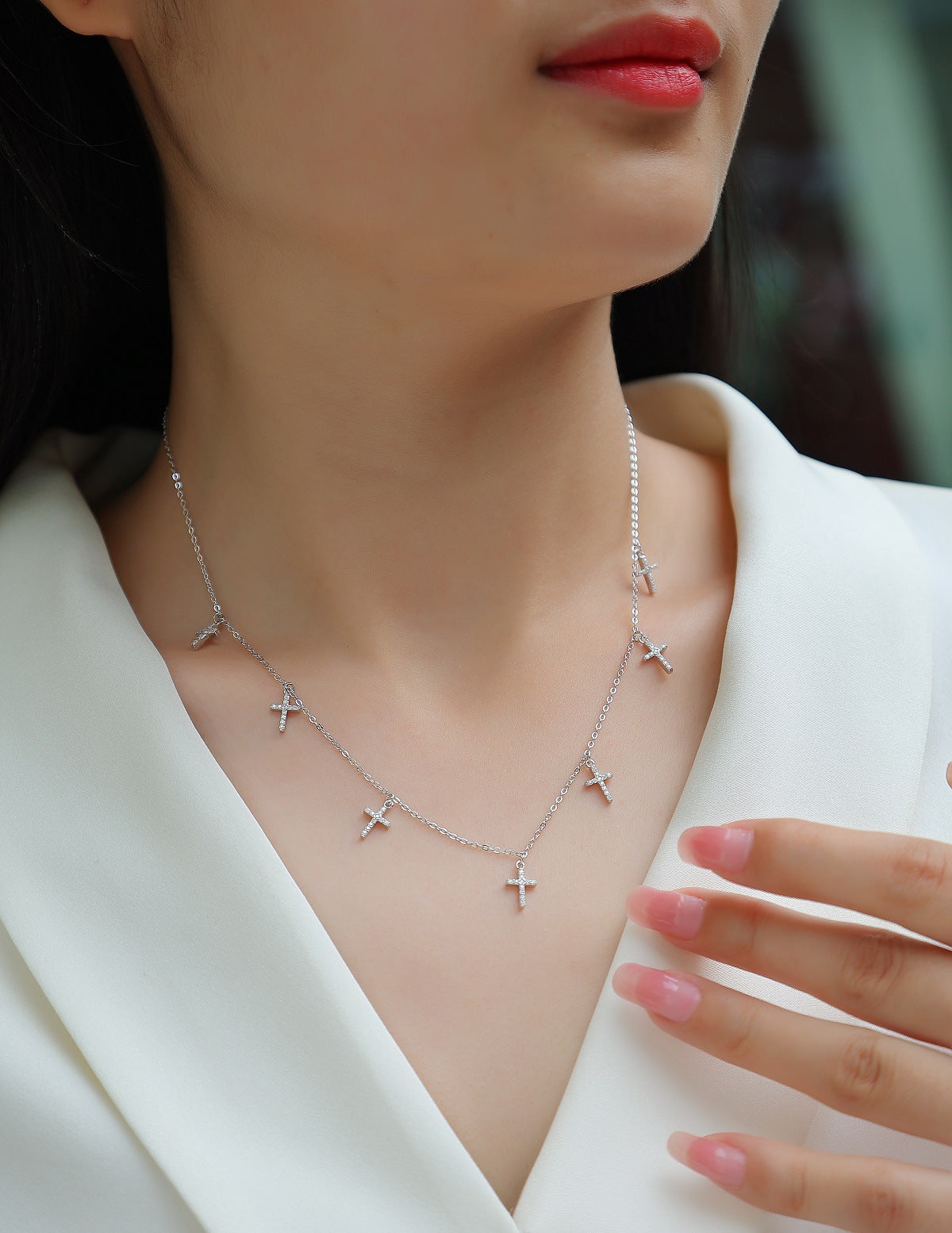 Moissanite Necklace Holy Light Cross Light Luxury Women's Necklace