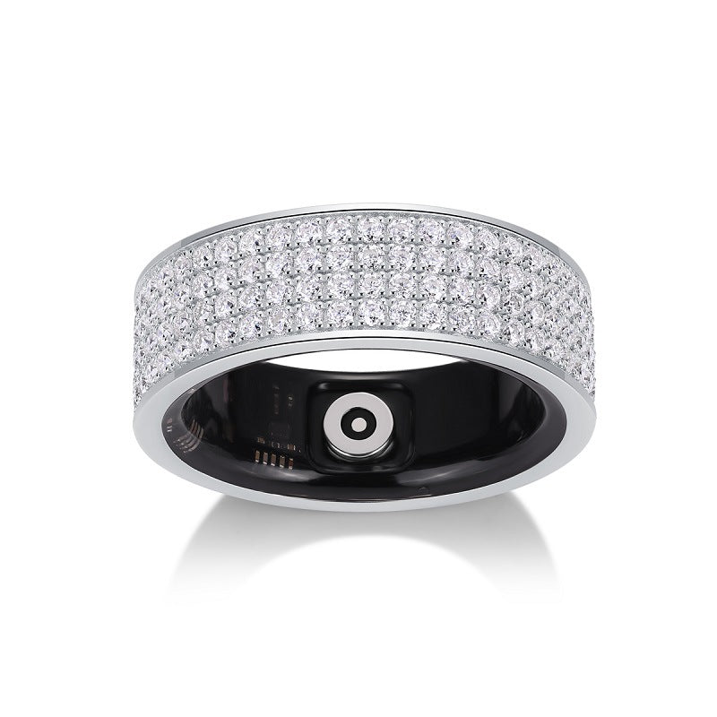 Health Star Smart Ring Integrated Blood Oxygen Monitoring S925 Silver Inlaid Moissanite Ring