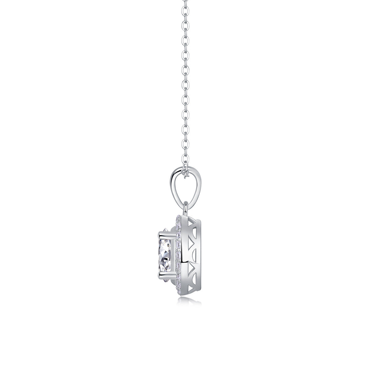 Egg-Shaped 1 Carat Moissanite S925 Sterling Silver V-Shaped Pendant Necklace