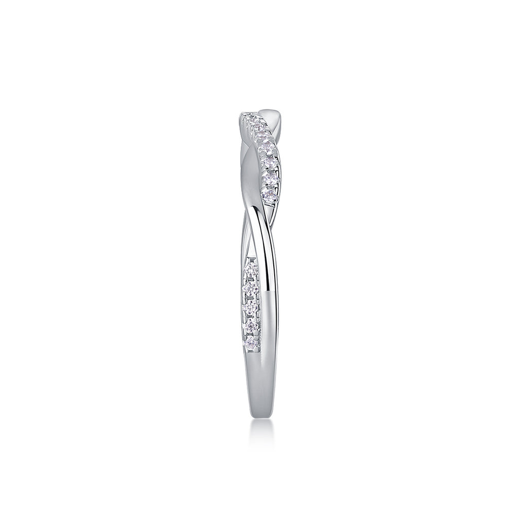 S925 Plated 18K White Gold Moissanite Diamond Braided Ring Engagement Rings For Women