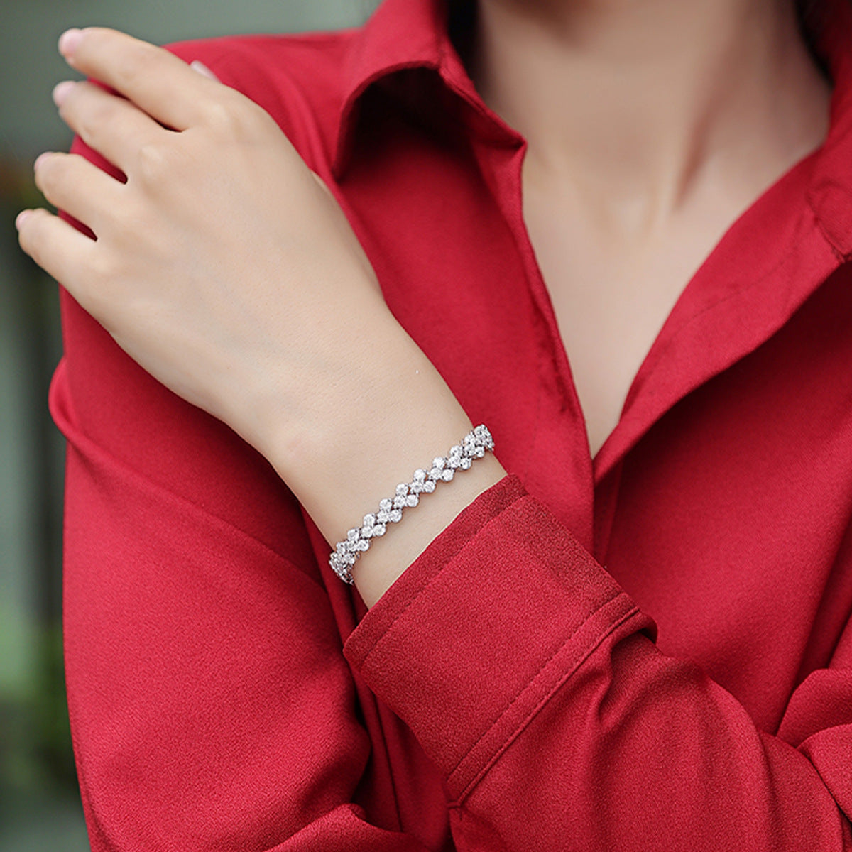 9 Carat Moissanite Luxury Bracelet S925 Silver Plated 18K Gold Women's Style