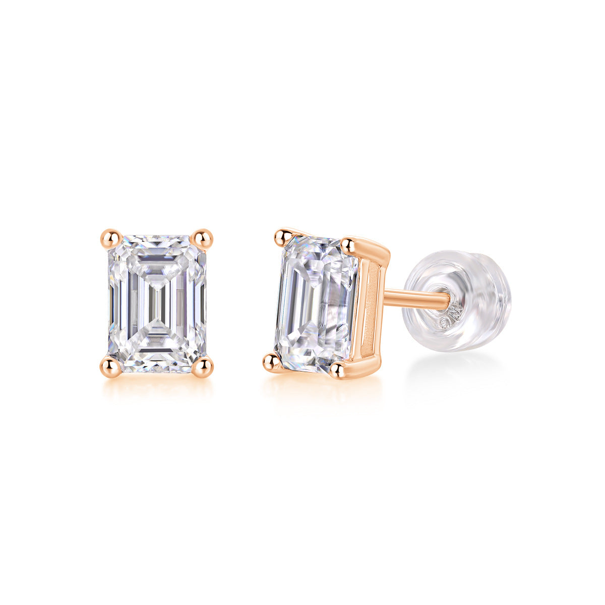 Square Cut Moissanite Diamond Stud Earrings for Women