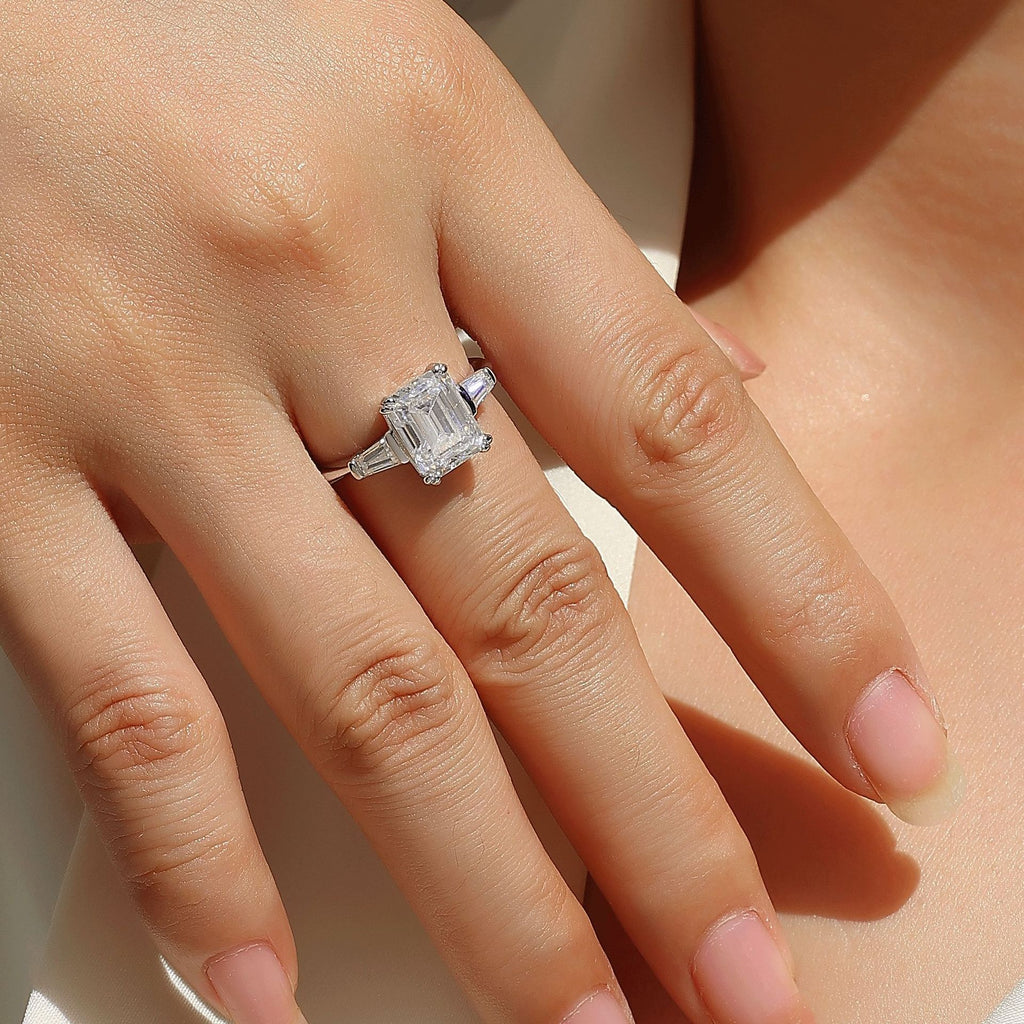 Moissanite Emerald Square Cut Ring for Women