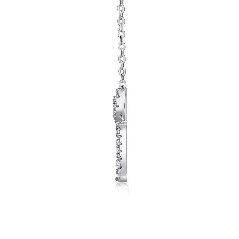 Moissanite S925 Sterling Silver Plated 18K White Gold Bowknot Necklace for Women