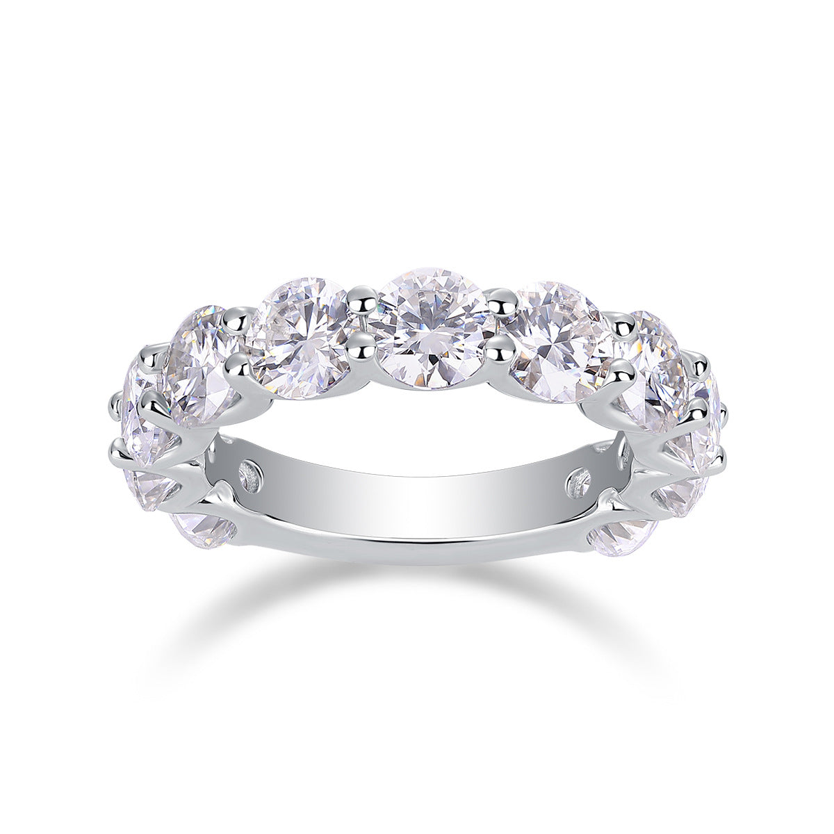 Colorful Moment 5 Carat Single Row Moissanite Diamond Couple Rings for Men and Women
