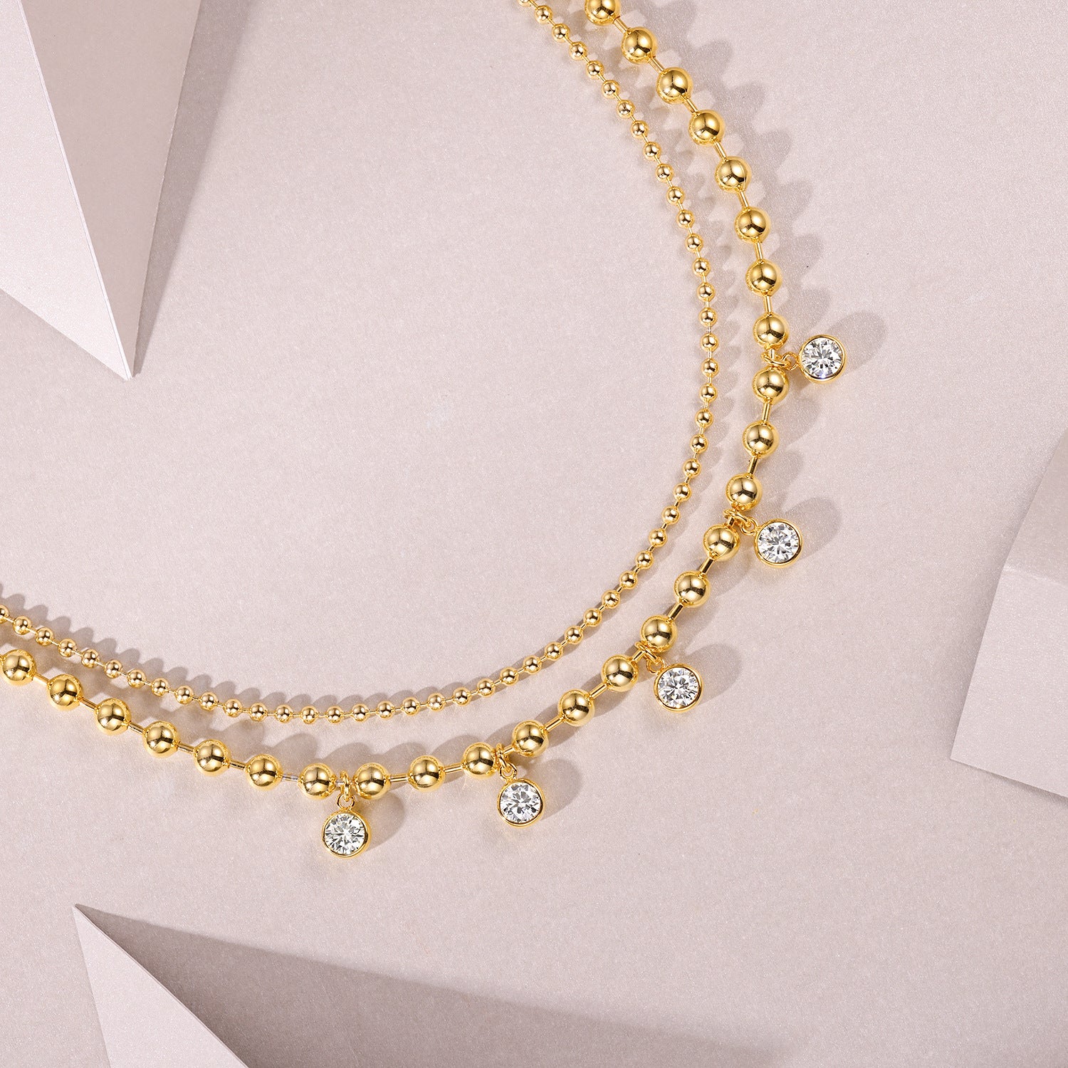 Moissanite Diamond Stacked Tassel Necklace for Women 35.5g S925 Silver Plated with 18K Gold