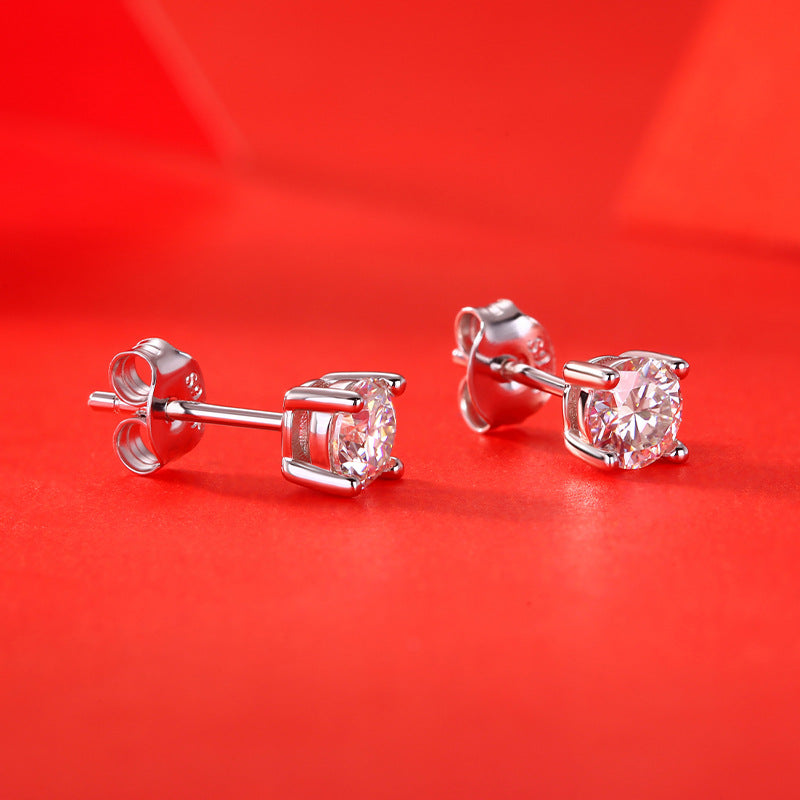 2CT(1CT*2)D-VVS1 Lab Grown Diamond Stud Earrings for Men and Women