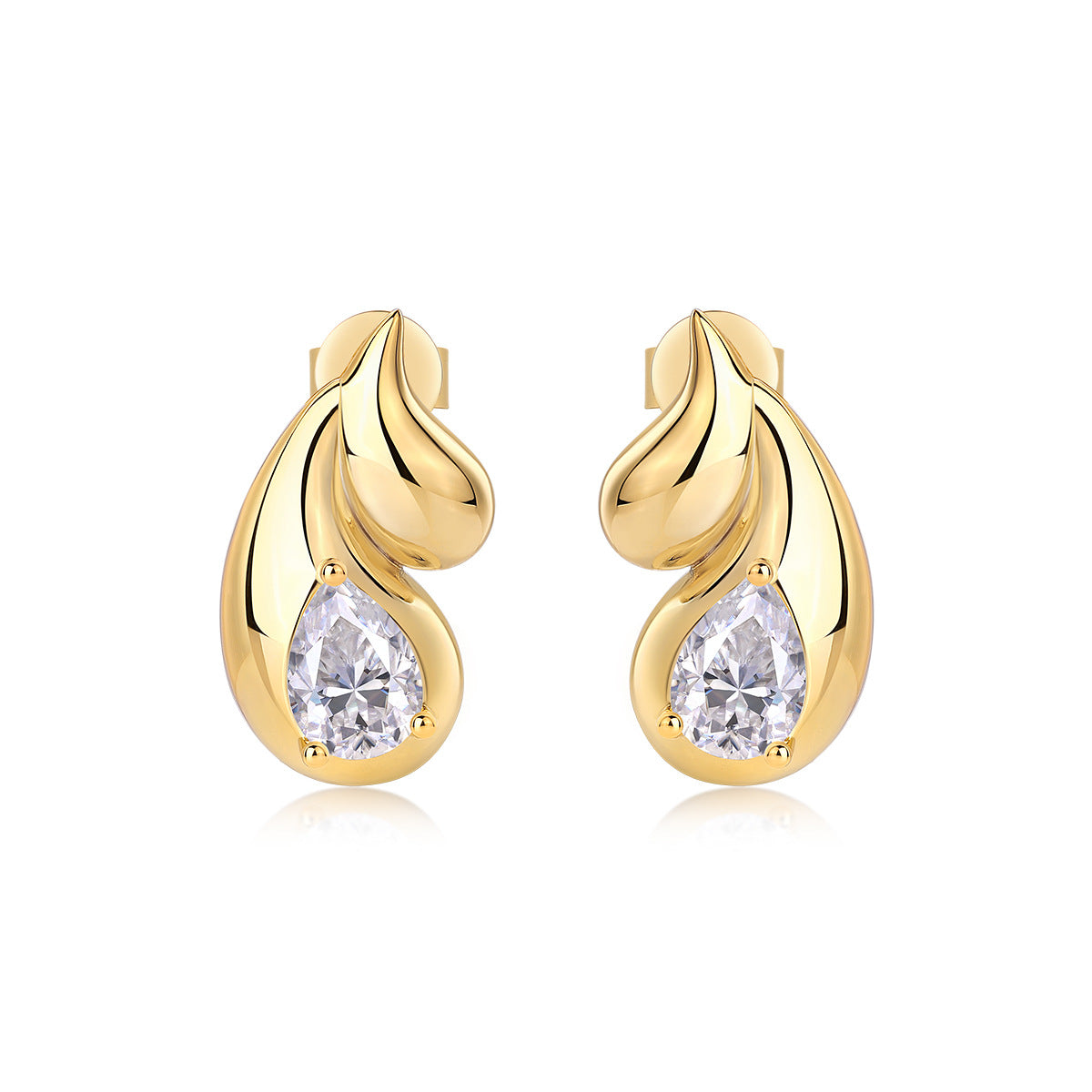 Gold Water Drop Shape Moissanite Earrings for Women