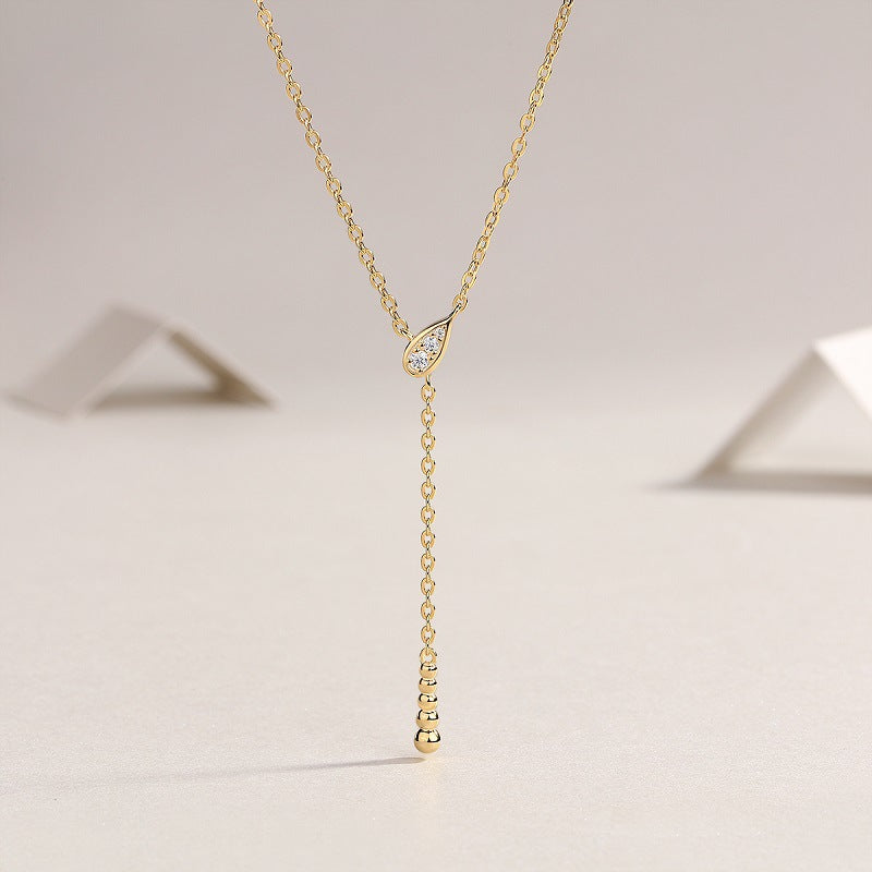 Moissanite Y-Shaped Pendant Necklace S925 Silver Plated with 18K Gold