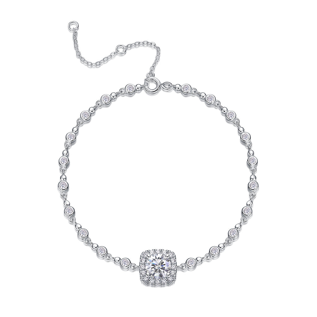Female 1.94 Carat Moissanite Bracelet S925 Sterling Silver Plated 18K