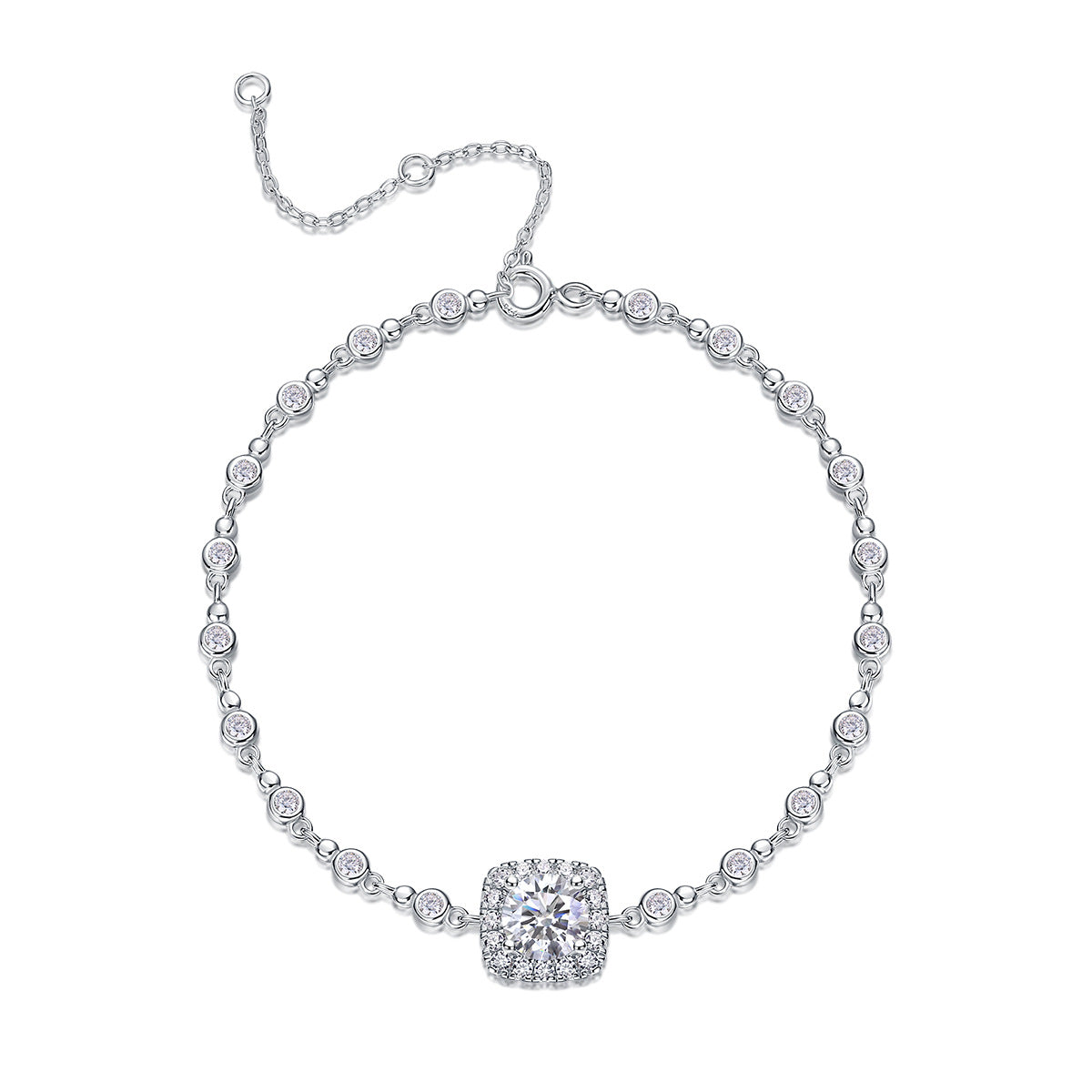 Female 1.94 Carat Moissanite Bracelet S925 Sterling Silver Plated 18K