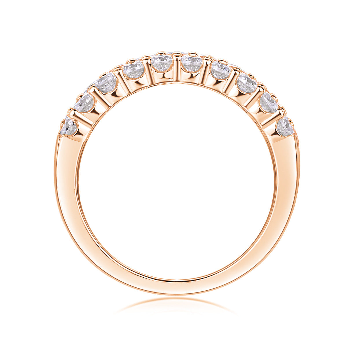 Three-Row Inlaid Moissanite Ring S925 Silver Plated with 18K Gold