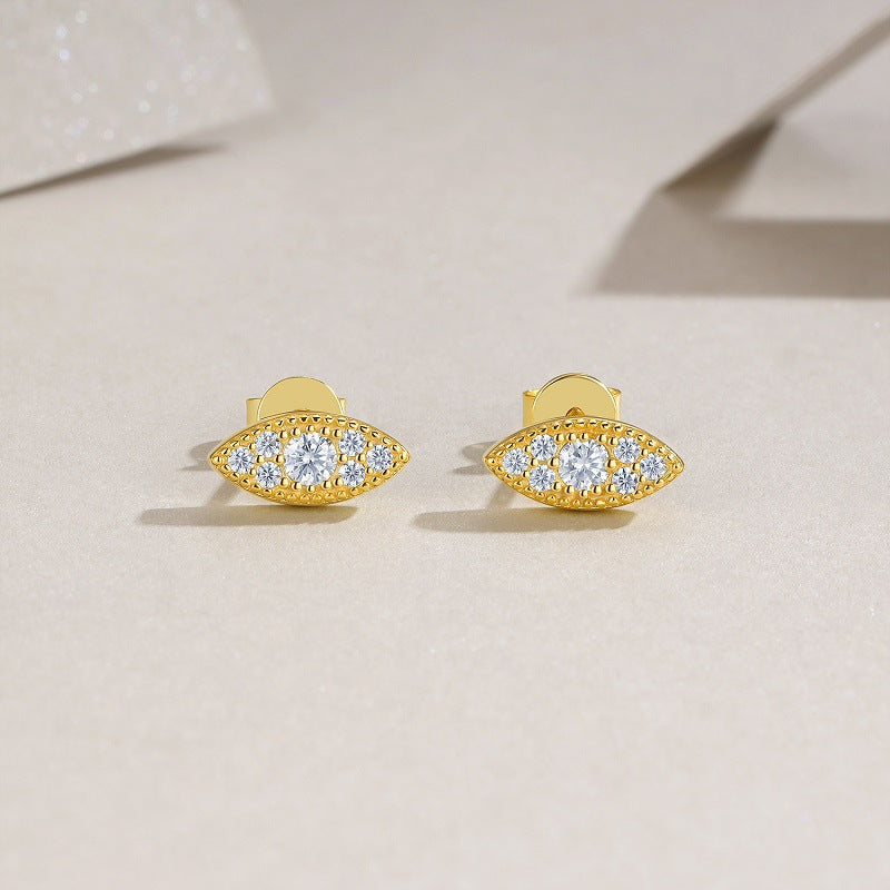 Gold S925 Silver Inlaid Moissanite Stud Earrings for Women