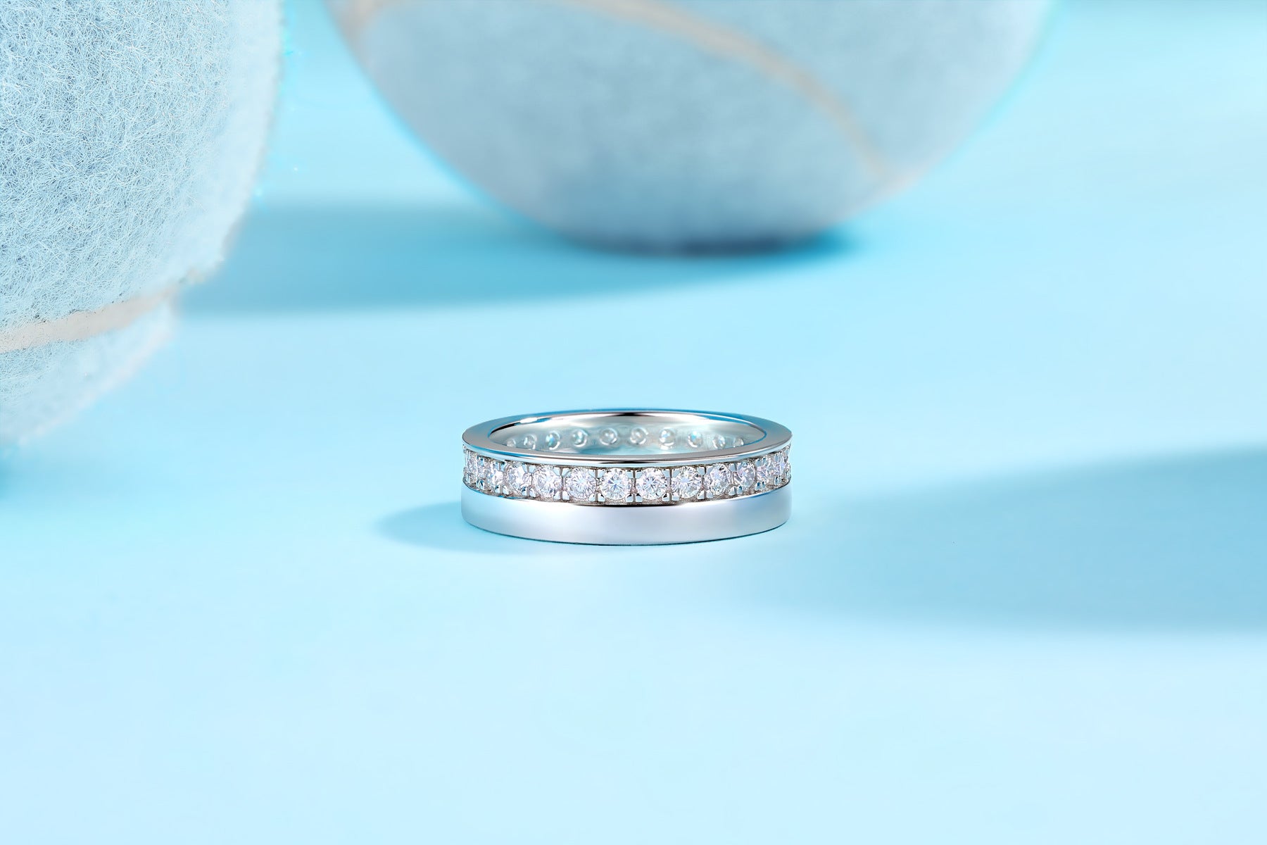 Moissanite Diamond Ring for Men and Women S925 Silver Plated with 18K White Gold