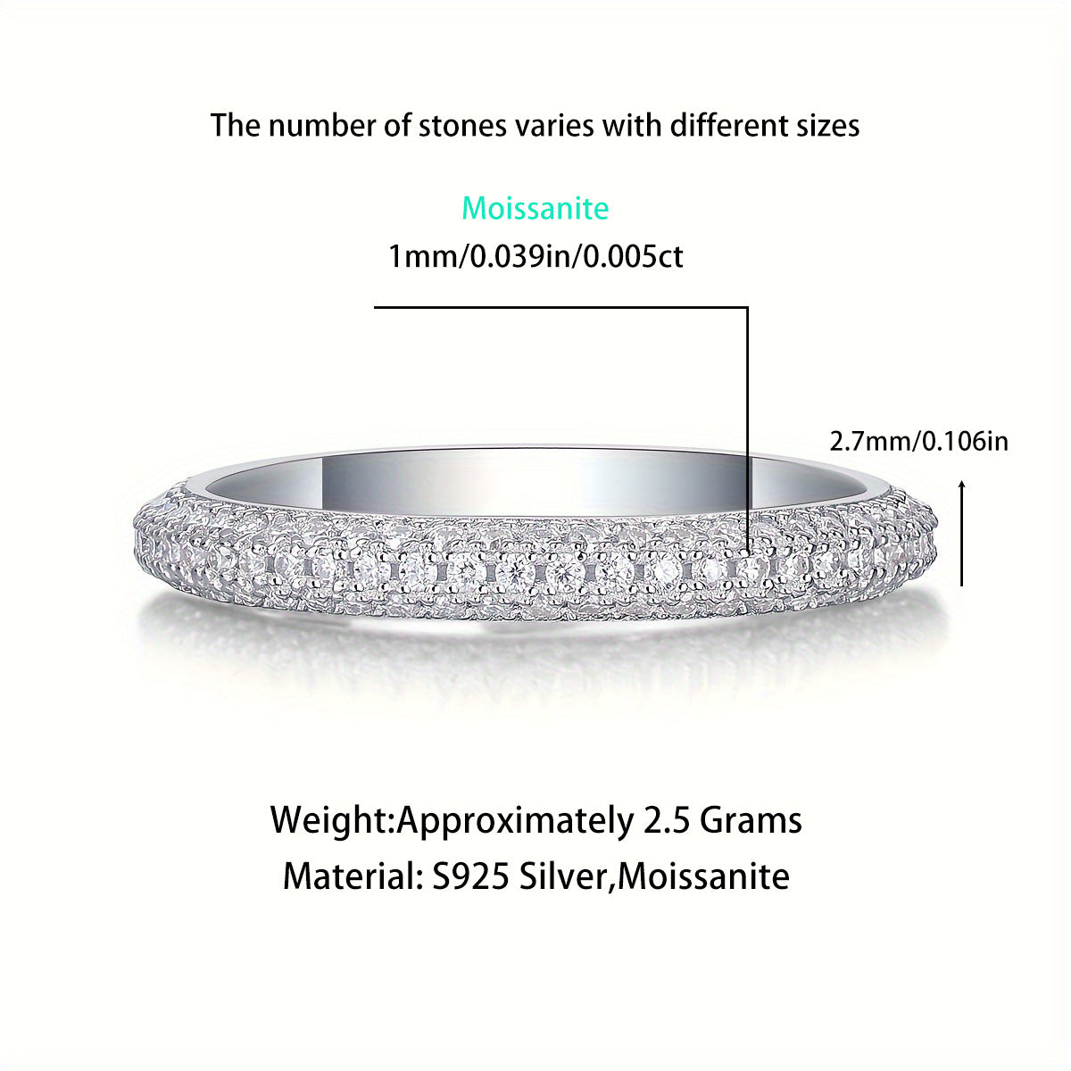Moissanite Diamond Ring for Men and Women S925 Silver Plated with 18K Gold