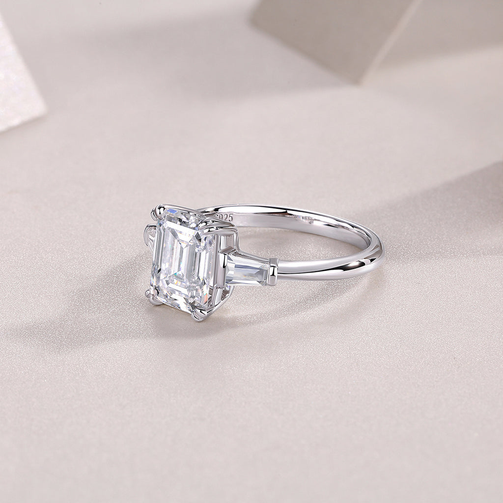 Moissanite Emerald Square Cut Ring for Women