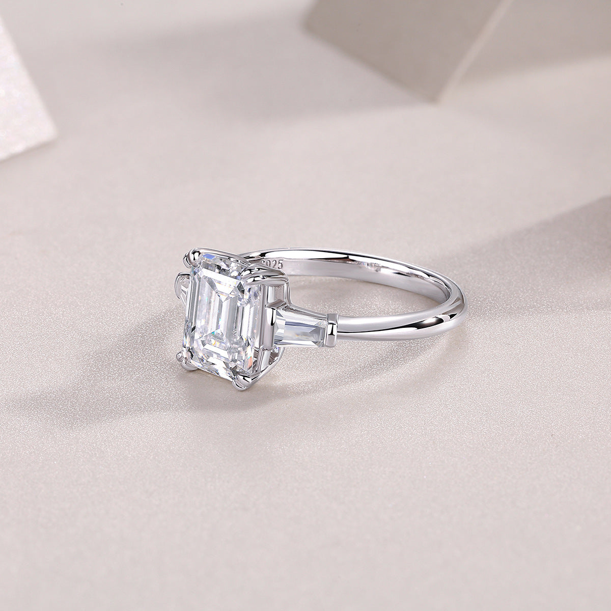 Moissanite Emerald Square Cut Ring for Women